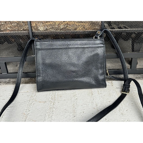 Sole‎ Society  Black Pebbled Leather With Gold Tone Adjustable Strap Crossbody - Picture 4 of 15